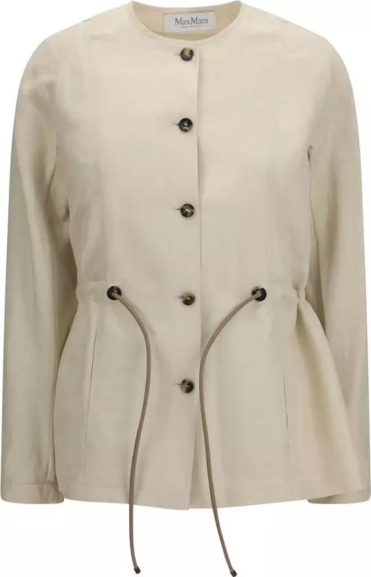 Beige Linen Full-Length Jacket