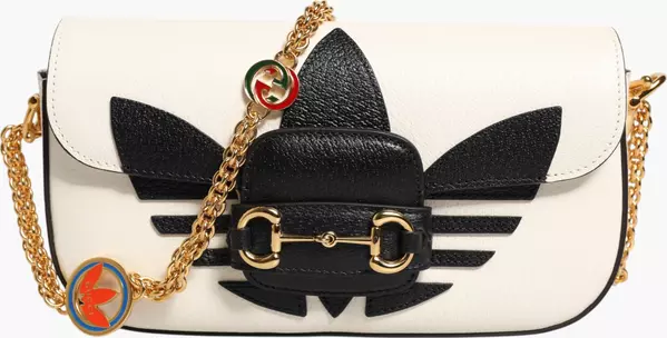 Gucci x Adidas Horsebit 1955  White Black Calfskin Leather Shoulder Bag