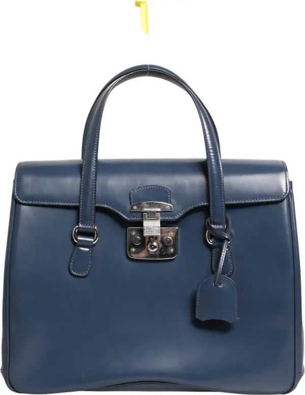 Blue Smooth Leather Lady Lock Shouler Bag