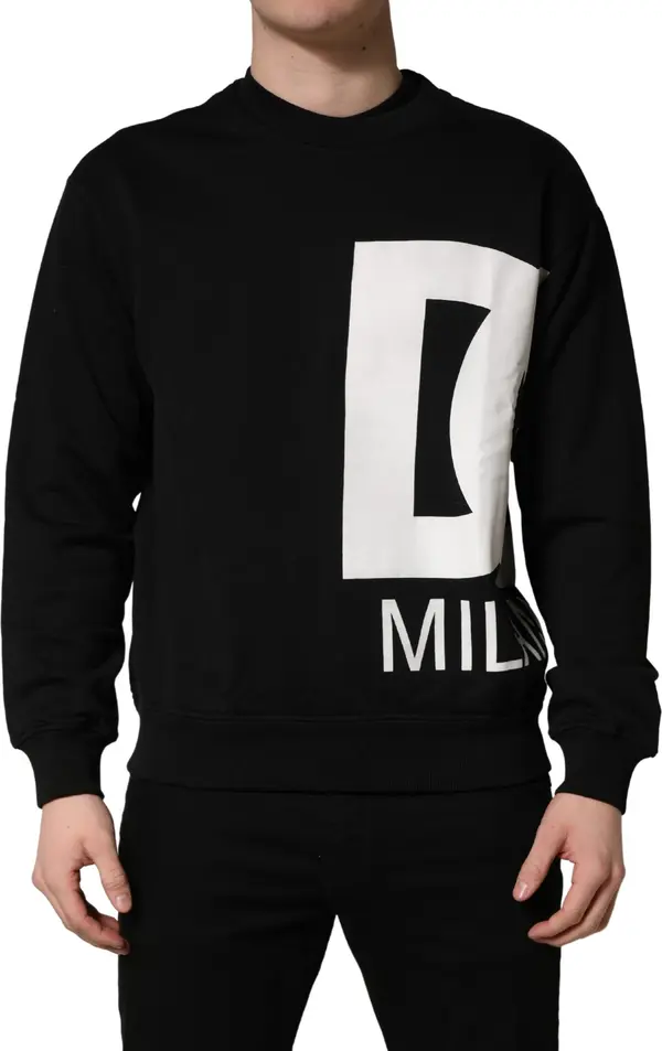 Black Logo Milano Cotton Sweatshirt Sweater