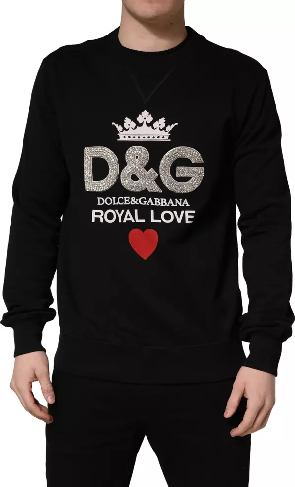 Black Embellished Cotton Sweatshirt Sweater