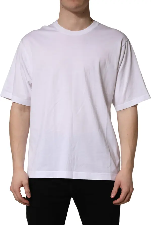 White Oversized Cotton Men Crew Neck T-shirt
