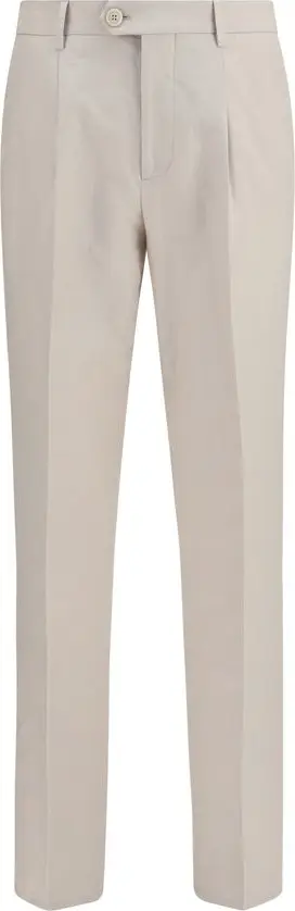 Beige Cotton Dress Pants