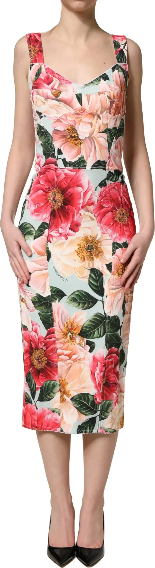 Multicolor Floral Print Viscose Sheath Dress