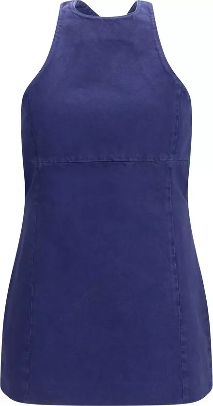 Blue Cotton Casual Dress
