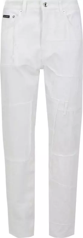 White Cotton Straight-Leg Jeans