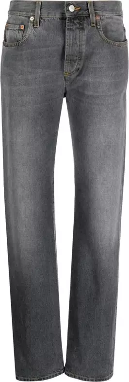 Gray Cotton Relaxed Fit Jeans