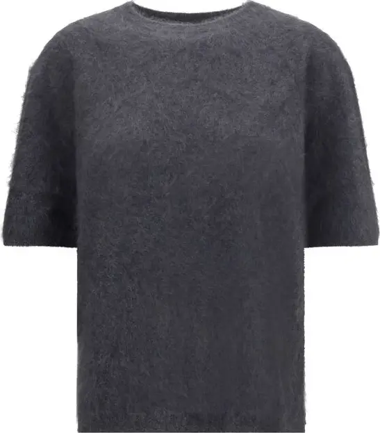 Grey Cashmere Short Sleeve Sweater