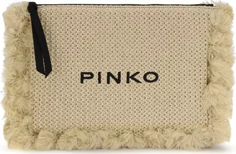 Beige Polypropylene Clutch Bag