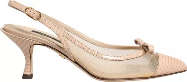 Beige Lori Mesh Leather Slingback Sandals Shoes