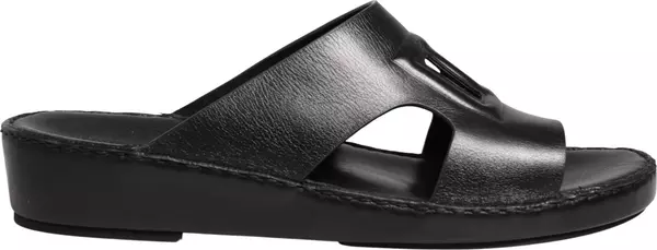 Black Leather Cutout DG Logo Sandals Shoes