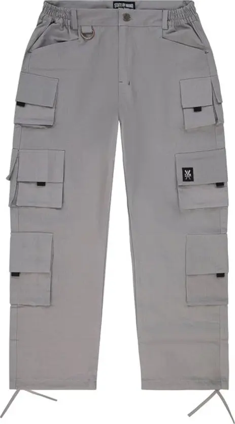 Gray Cotton Cargo Pants