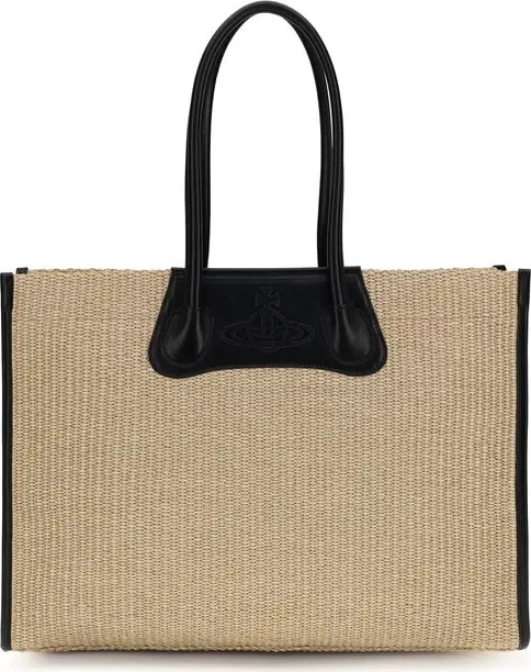Beige Raffia Shoulder Bag