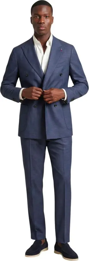 Blue Polyester Two-Piece Suit
