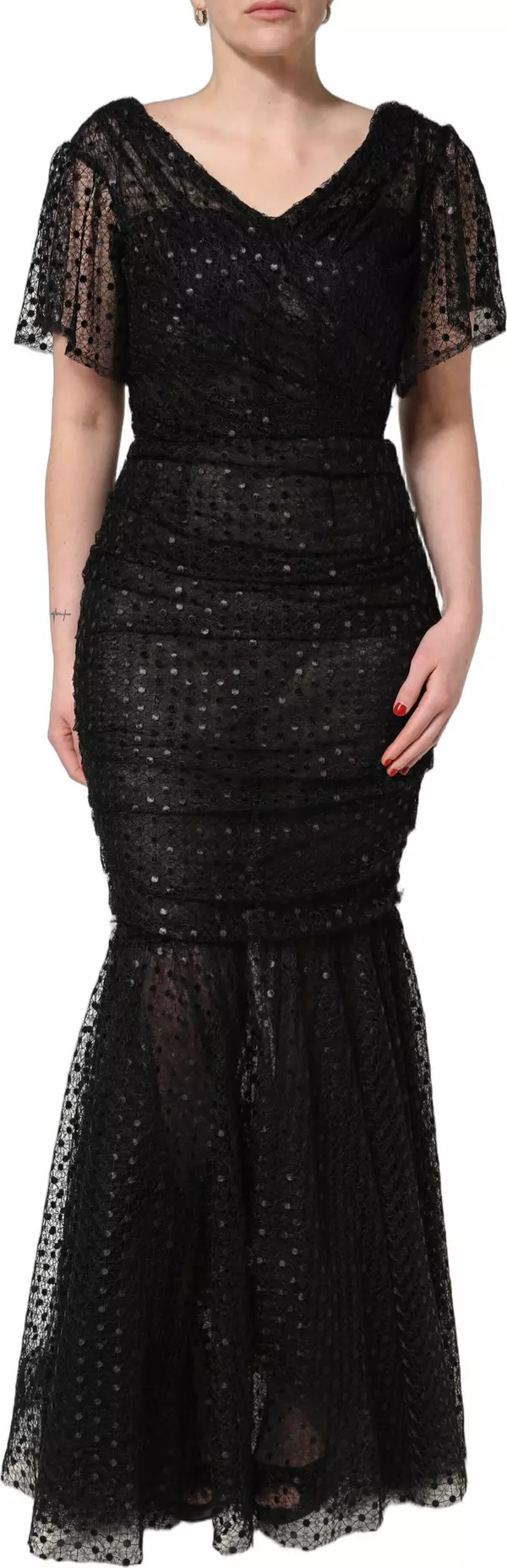 Black Sequinned Mermaid Evening Gown Dress