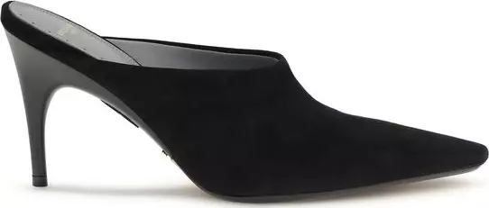 Black Suede Leather Mules