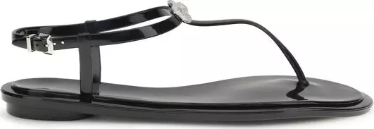 Black Rubber Flat Sandals