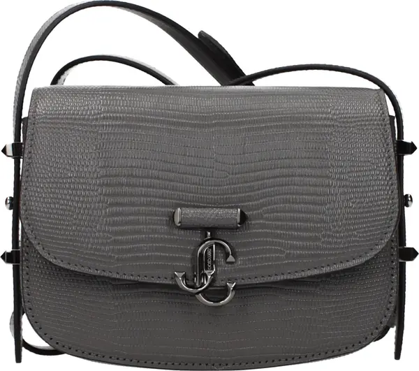 Gray Leather Shoulder Bag