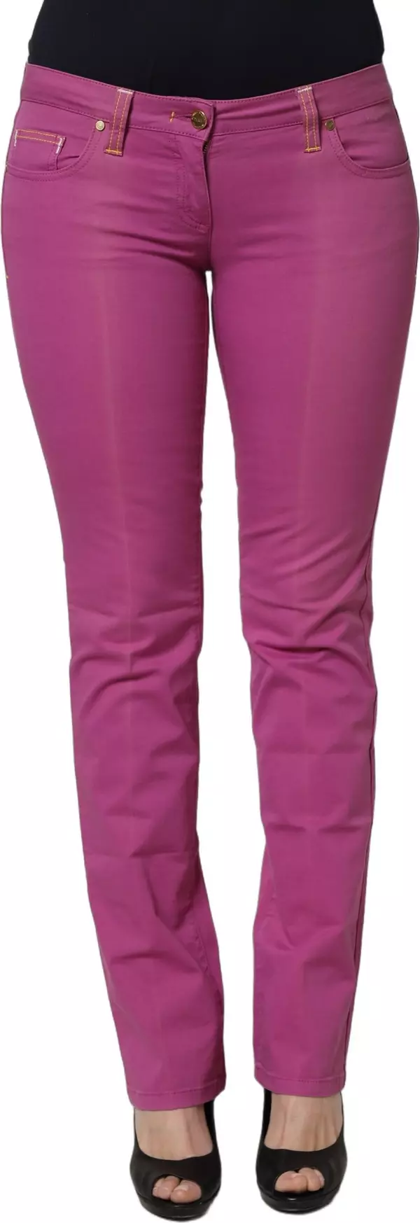 Purple Cotton Slim Fit Denim Trouser Jeans