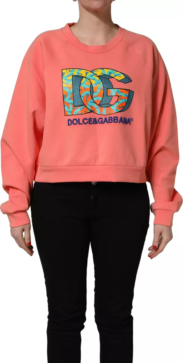 Pink Graphic Crew Neck Cropped Sweatshirt Sweater