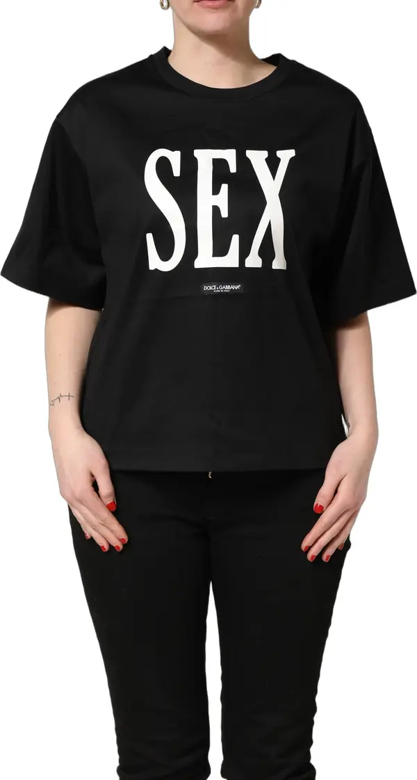 Black Jersey Graphic Short Sleeve Crew Neck T-shirt