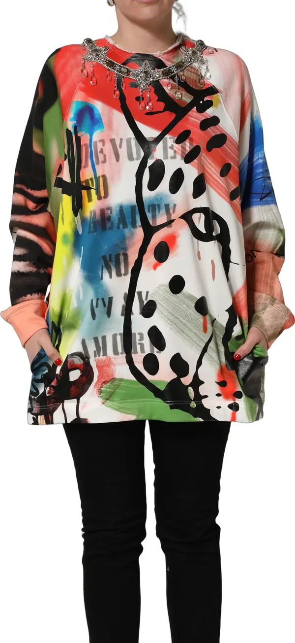 Multicolor Embellished Graffiti Sweatshirt