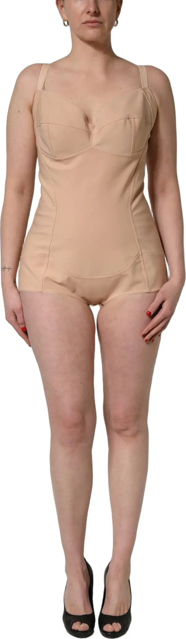 Nude Nylon Full Body Shaper Bodysuit Top