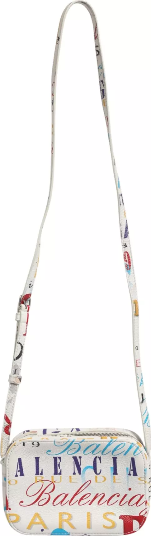 White Graffiti Print Leather Mini City Handbag