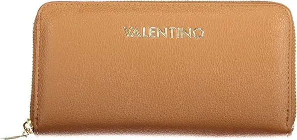 Brown Polyurethane Women Wallet with Zip Closure
