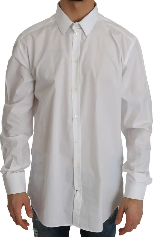 White 100% Cotton GOLD Slim Dress Shirt