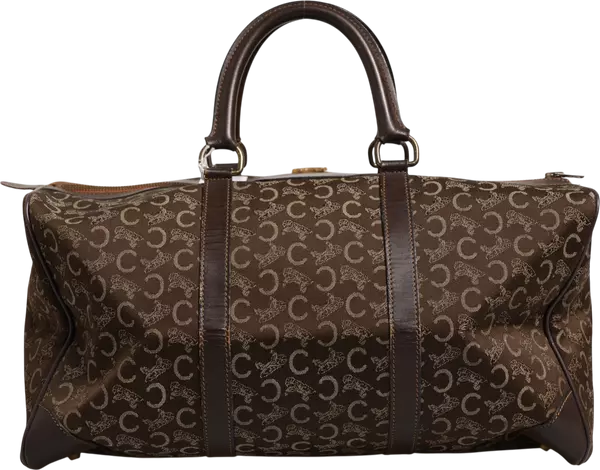 Dark brown and Gold logo duffel