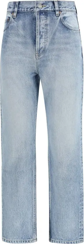 Blue Cotton Cropped Jeans