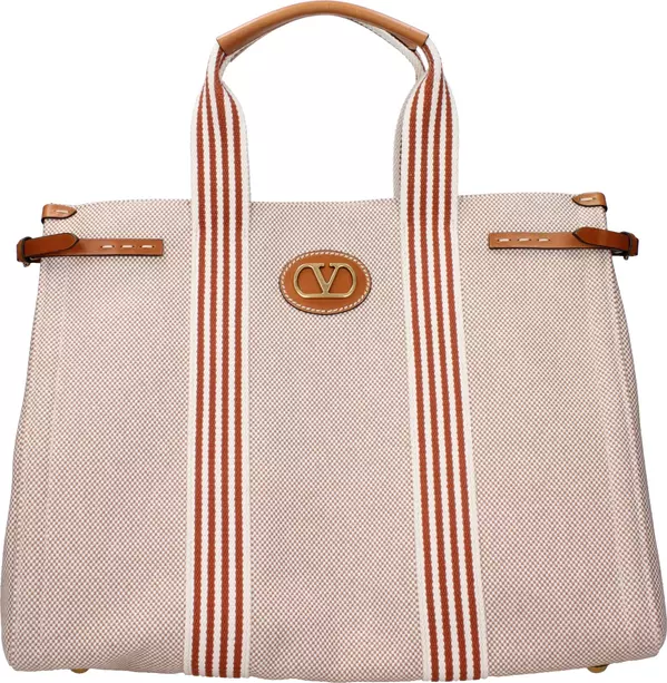 Beige Fabric Handbag