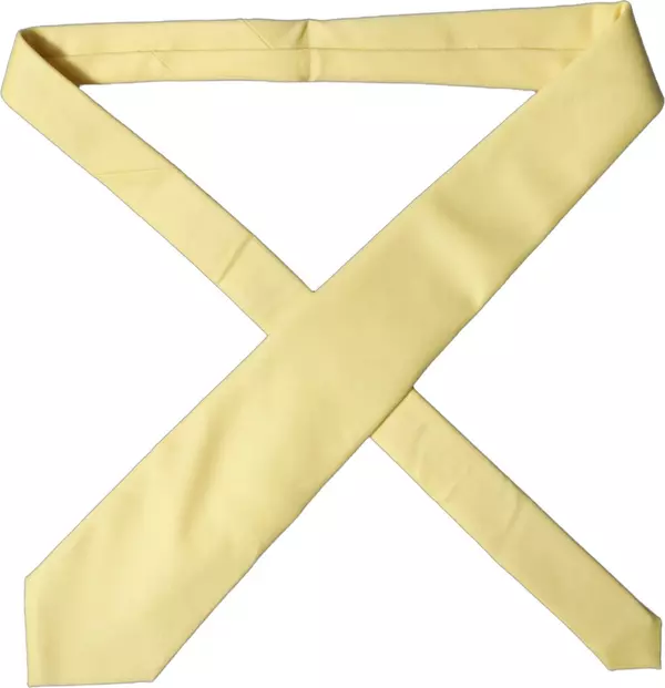 Yellow Solid Satin Silk Adjustable Women Tied Necktie Tie