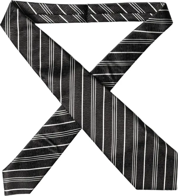 Black White Stripes Silk Adjustable Women Necktie Tie