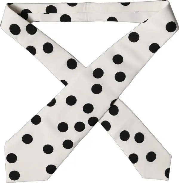 White Black Polka Dot Silk Adjustable Women Necktie Tie