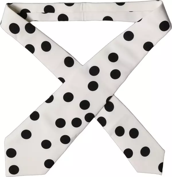White Black Polka Dot Silk Adjustable Women Necktie Tie