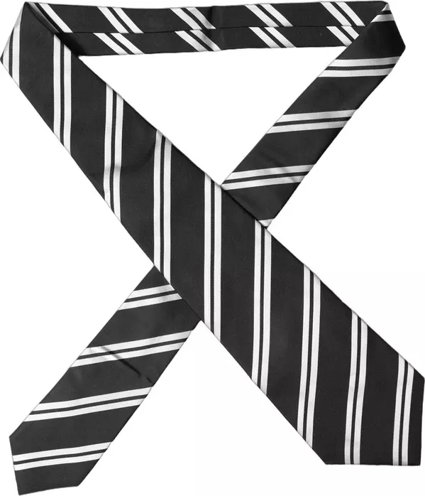 Black White Stripes Silk Adjustable Women Necktie Tie