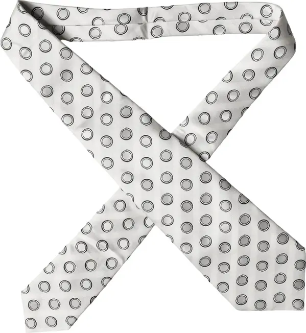White Gray Polka Dot Silk Adjustable Women Necktie Tie