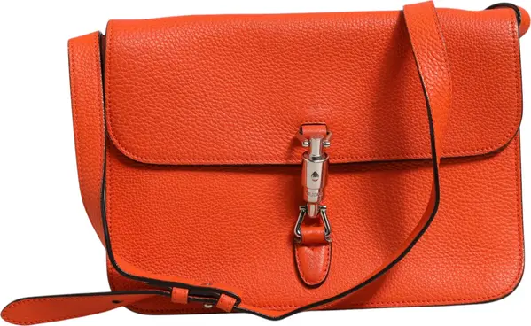 Jackie Soft Flap Shoulder Bag Leather Orange