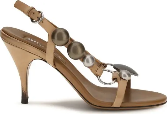 Brown Calf Leather Bos Taurus Stiletto Heel Sandals