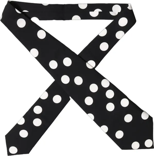 Black White Polka Dot Silk Adjustable Women Necktie Tie