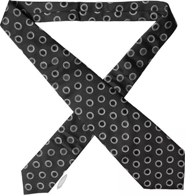Black White Polka Dot Silk Adjustable Women Necktie Tie