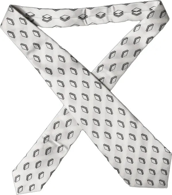 White Patterned Silk Adjustable Women Tied Necktie Tie