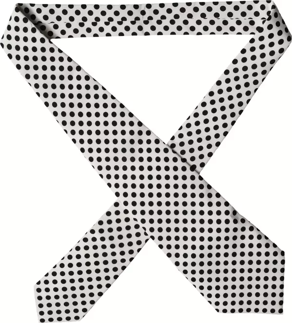 White Black Polka Dot Silk Adjustable Women Necktie Tie