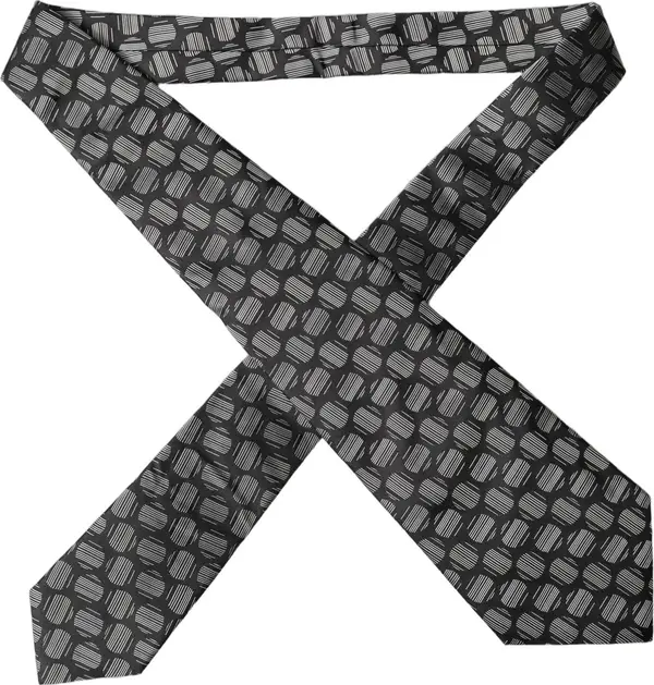 Black White Geometric Silk Adjustable Women Necktie Tie