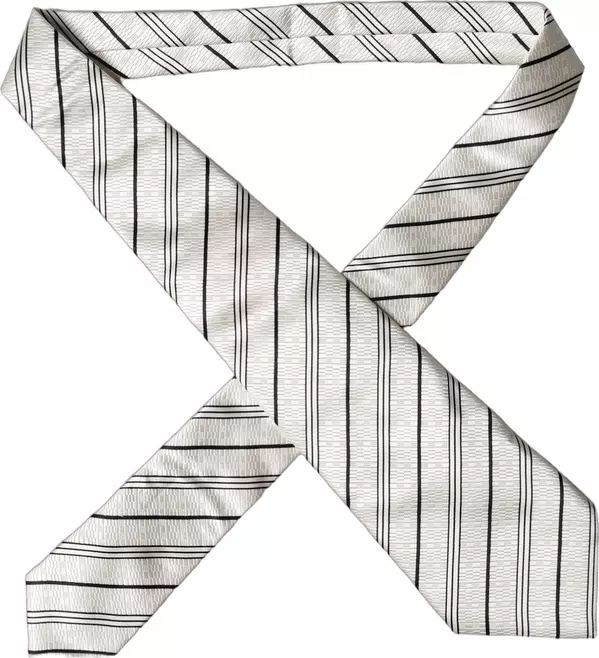 White Black Stripes Silk Adjustable Women Necktie Tie