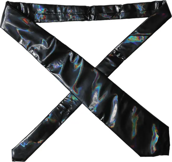 Black Iridescent Silk Adjustable Women Tied Necktie Tie