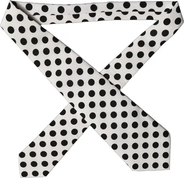 White Black Polka Dot Silk Adjustable Women Necktie Tie