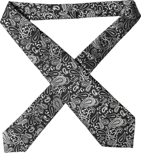 Black White Paisley Silk Adjustable Women Necktie Tie